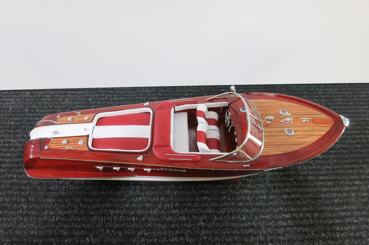 Maquette De Bateau Riva Aquarama En Bois - 67 Cm - Réplique Détaillée Avec Accastillage Chromé - Décoration Marine Haut De Gamme